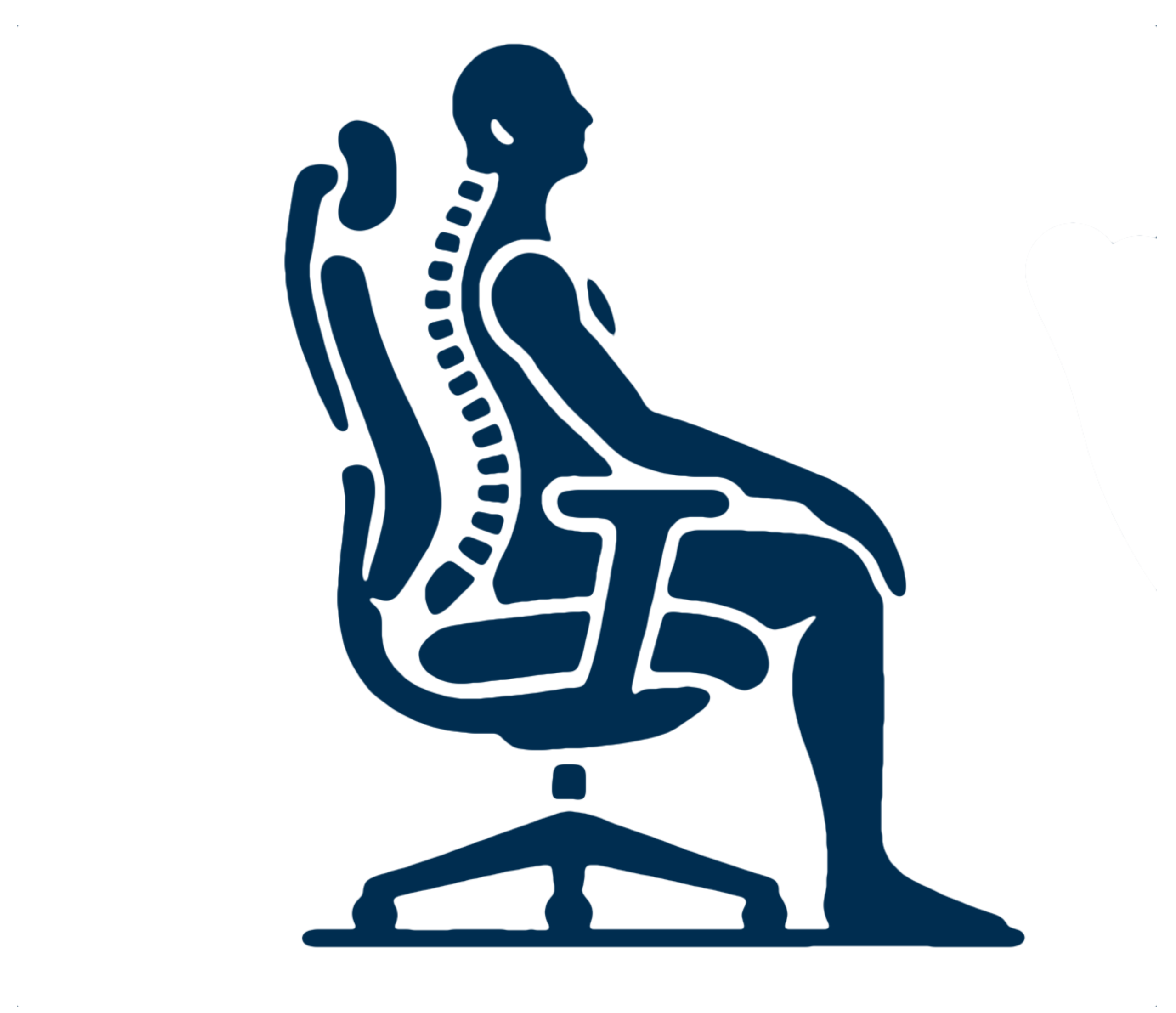 Human sitting on ergonomic chair with emphasis on his spine